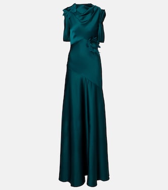 Floral-appliqué satin gown | Erdem