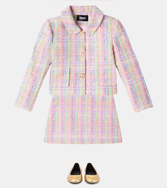 Mini-jupe en tweed de coton mélangé | Versace Kids