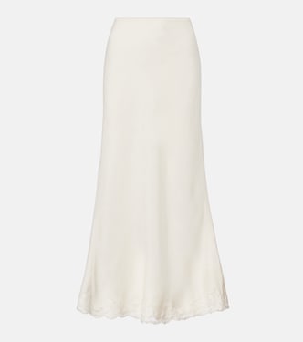 Crystal lace-trimmed cotton maxi skirt | Rixo