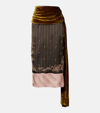 垂褶天鹅绒中长半身裙 | Dries Van Noten