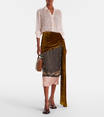 Draped velvet midi skirt | Dries Van Noten