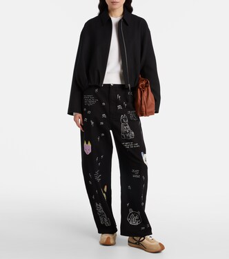 x Louis Wain embroidered wide-leg jeans | Loewe