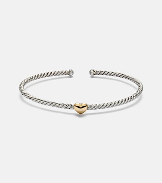 Micro Cable Flex® Heart Station 14kt gold (585/1000) and 925 sterling silver bracelet | David Yurman