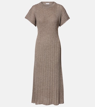 Ribbed-knit lamé midi dress | Brunello Cucinelli