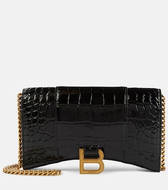Portefeuille à chaîne Hourlgass en cuir embossé | Balenciaga