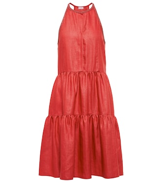 Embellished linen-blend minidress | Brunello Cucinelli