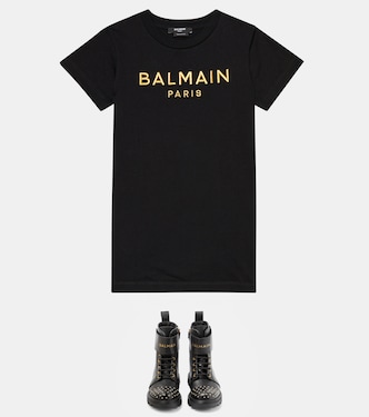 Abito in jersey di cotone con logo | Balmain Kids