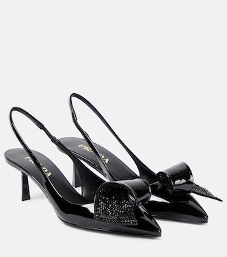 Embellished patent leather slingback pumps | Prada