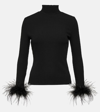 Pierre feather-trimmed cotton-blend top | Veronica Beard