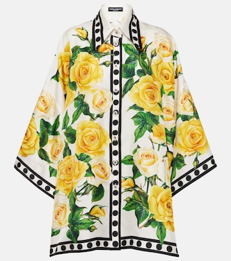 Blusa oversize in seta con stampa floreale | Dolce&Gabbana