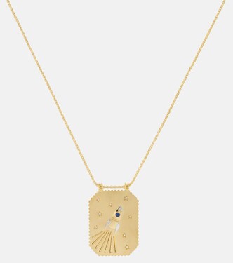 Halskette Love You to the Moon aus 18kt Gelbgold mit Diamanten und Saphir | Marie Lichtenberg