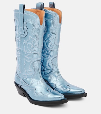 Botas cowboy metalizadas bordadas | Ganni