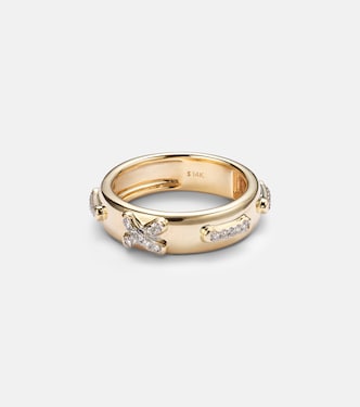 Ring Diamond Cross Stitch aus 14kt Gelbgold mit Diamanten | Stone and Strand