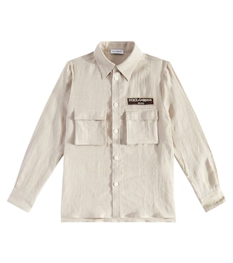 Camisa de lino con logo | Dolce&Gabbana Kids