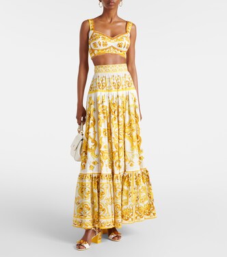 Jupe longue Majolica en coton | Dolce&Gabbana