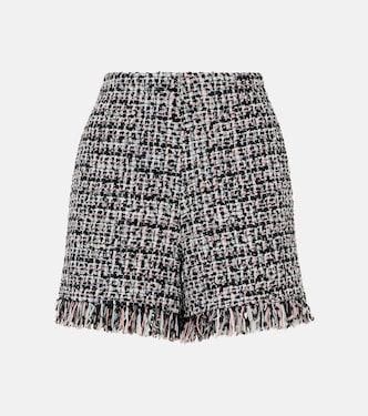Shorts in bouclé a vita alta con frange | Self-Portrait