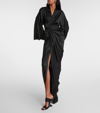 Robe portefeuille longue en satin | Rick Owens