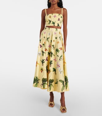 Gonna midi in popeline di misto cotone | Oscar de la Renta