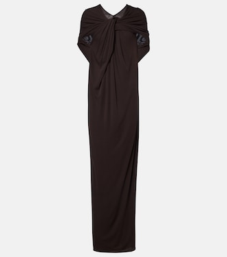 Caped draped crêpe jersey gown | Jil Sander