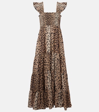 Tiered leopard-print cotton maxi dress | Rixo