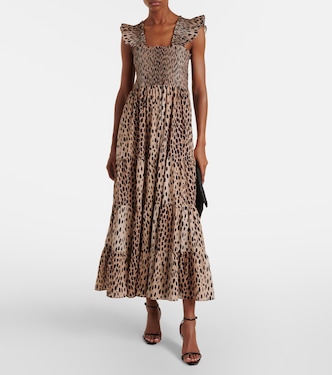 Tiered leopard-print cotton maxi dress | Rixo