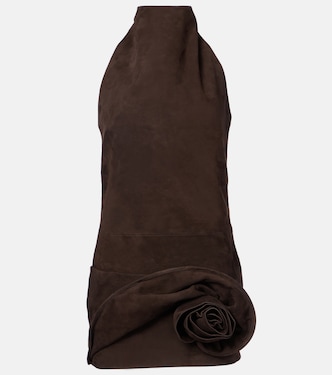Floral-appliqué suede minidress | Magda Butrym