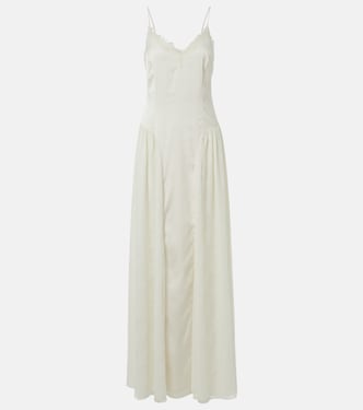 Bridal lace-trimmed satin maxi dress | Rotate