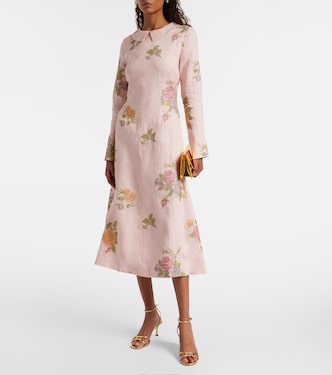 Floral linen midi dress | Markarian