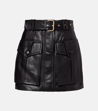 Minigonna in pelle con cintura | Balmain