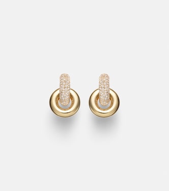 Buoy 14kt gold huggie earrings with diamonds | Stone and Strand