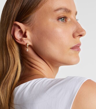 14kt gold hoop earrings with diamonds | Roxanne First