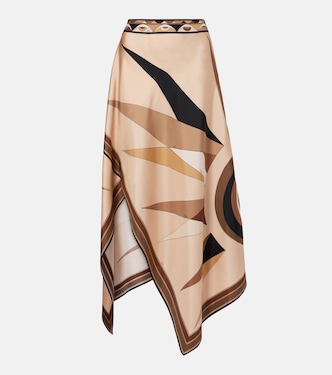 Hawaii silk satin midi skirt | Pucci