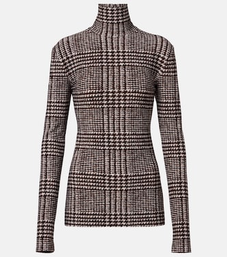 Prince of Wales check turtleneck top | Norma Kamali