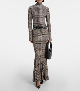 Prince of Wales check turtleneck top | Norma Kamali