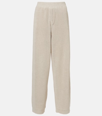 Knitted cotton-blend wide-leg pants | Brunello Cucinelli