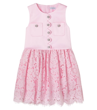Crystal-embellished lace-trimmed dress | Self-Portrait Kids