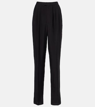 Pleated silk straight pants | Saint Laurent