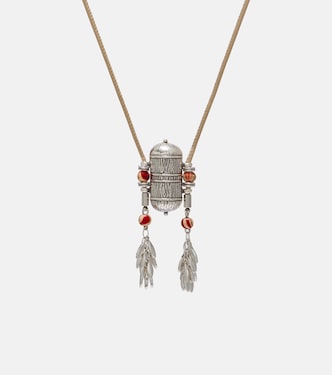 Janis beaded leather-trimmed pendant necklace | Isabel Marant