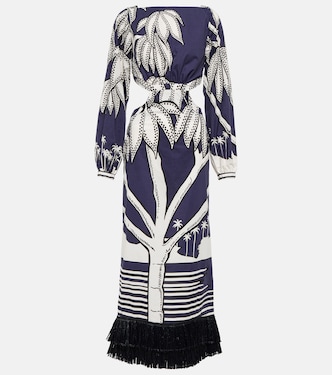 Printed fringe-trimmed cotton maxi dress | Johanna Ortiz