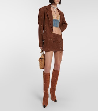 Embellished suede knee-high boots | Alessandra Rich