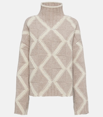 Jersey de cuello alto Argyle de lana | Bottega Veneta