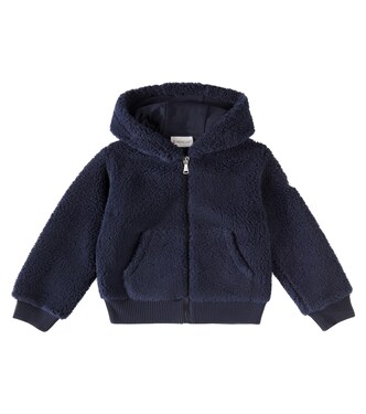 Logo faux shearling zip-up hoodie | Moncler Enfant