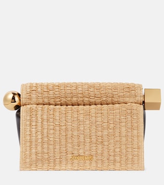 Rond Carré woven raffia-effect clutch | Jacquemus