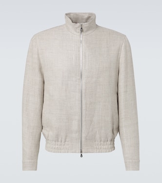 Bomberjacke aus Leinen, Wolle und Seide | Brunello Cucinelli