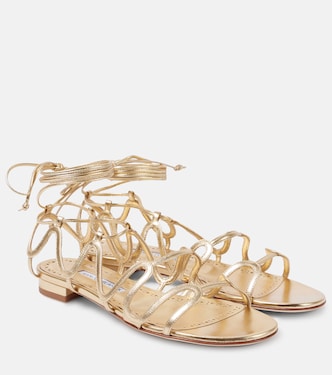 Sandali Fawdaflat in pelle metallizzata | Manolo Blahnik
