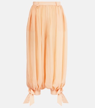 Pleated silk charmeuse barrel-leg pants | Chloé