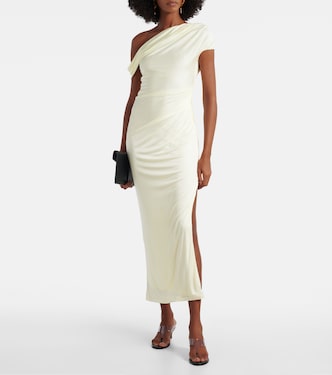 Draped one-shoulder midi dress | Galvan