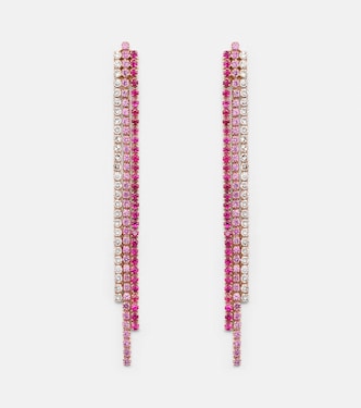 Boucles d’oreilles Triple Thread en or rose 18 ct, rubis, saphirs roses et diamants | Shay Jewelry