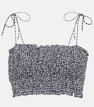Shirred gingham cotton crop top | Miu Miu