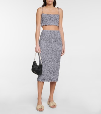 Shirred gingham cotton crop top | Miu Miu
